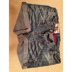 Double cuffed Distressed Blue Jean shorts