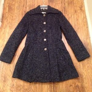 Guess Blue Tweed Wool Peacoat!