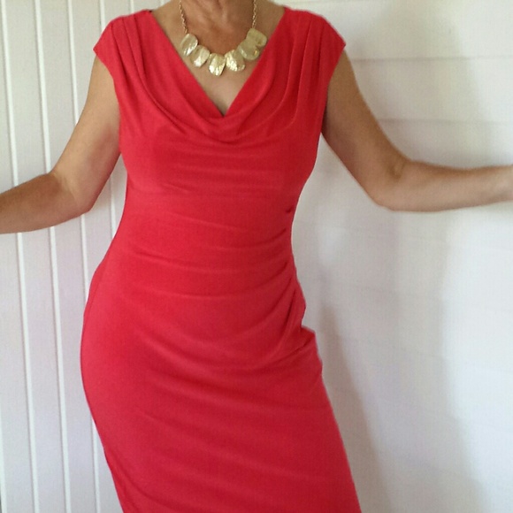 Host Pick Ralph Lauren coral drape dress - Picture 2 of 3