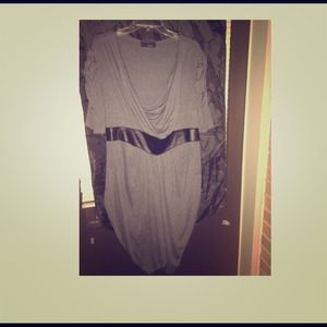 Grey Draped Pocket Dress