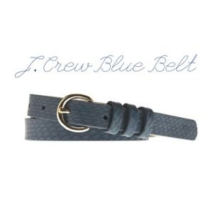 J. Crew Blue Snakeskin Round-Buckle Belt.
