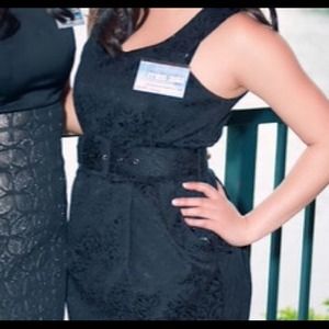 Black floral print dress