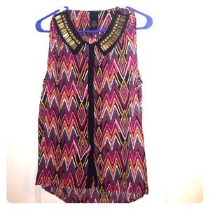 Embellished collar button up