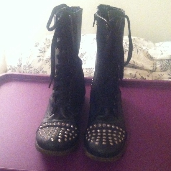 Candies black combat boots with studs