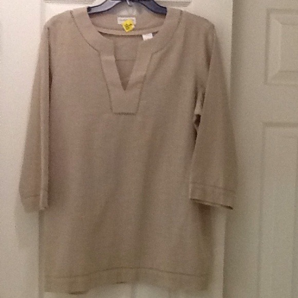 Liz Claiborne taupe cotton top.
