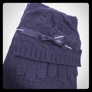 Winter Bundle: Black Cable Knit Scarf+Gloves+Hat