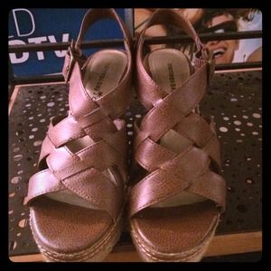 Brown platform wedge sandal