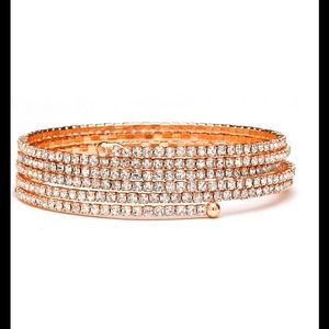 Rose Gold 5 Row Delicate Rhinestone Coil Brclt