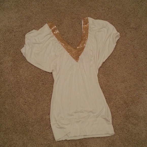 White top with gold sequins
