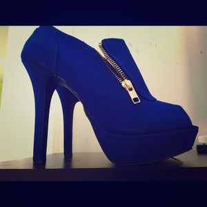 Blue zip up heels
