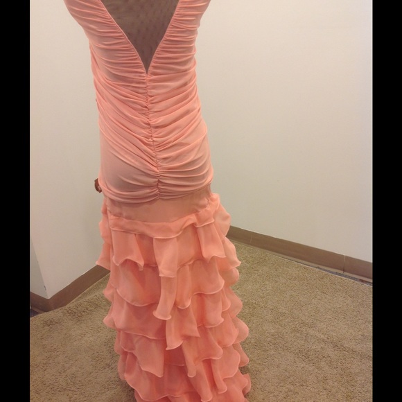 Peach Ruffle Prom Dress - Picture 2 of 3