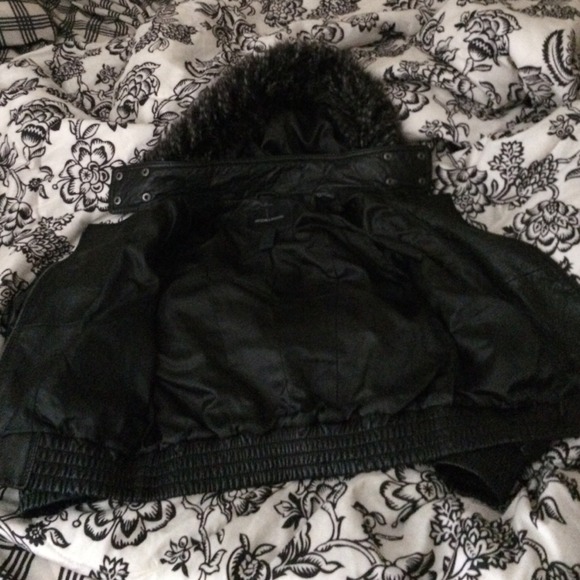 Victoria's Secret leather fur hooded jacket - Picture 3 of 4