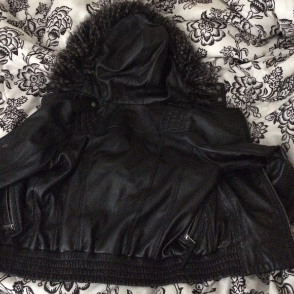 Victoria's Secret leather fur hooded jacket - Picture 4 of 4