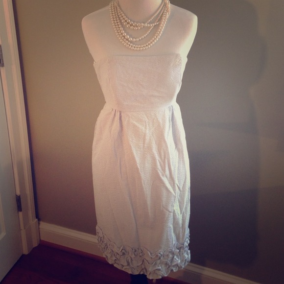 Light blue seersucker dress with pockets