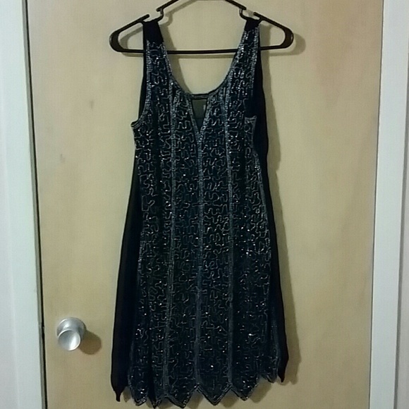 Gorgeous Black dress with beautiful Silver Beading