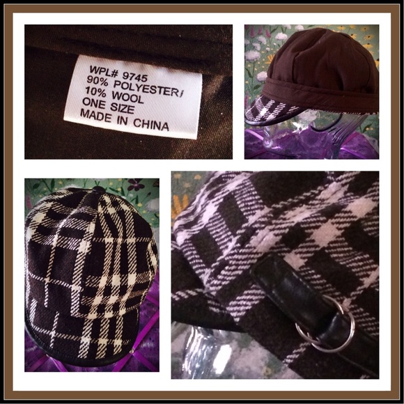 πHP 10/18πBEAUTIFUL DEEP BROWN & CREAM PLAID HAT - Picture 2 of 4