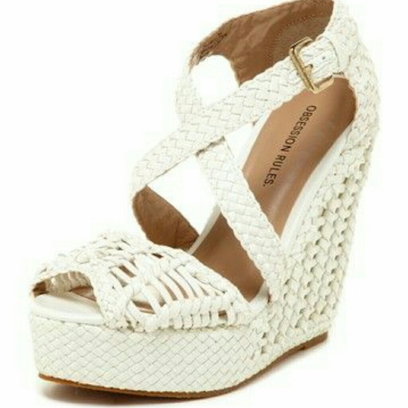 Obsession Rules White Platform Wedges
