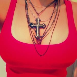 Express layered cross necklace