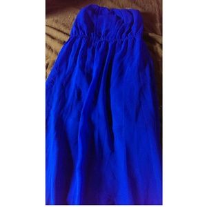 Blue Strapless Maxi Dress