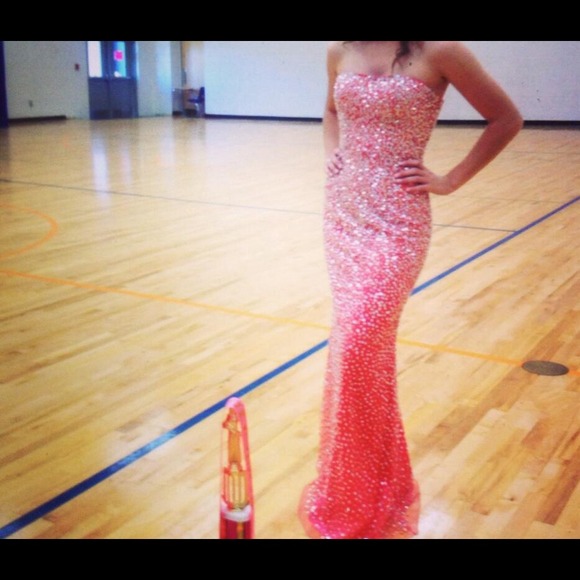 Sherri Hill 2896 - Coral Strapless - Picture 2 of 2