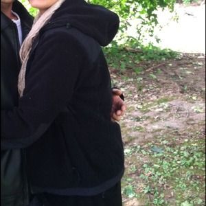 Small gently used black north face coat with hood