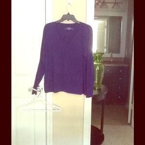 Purple Long Sleeve Shirt V Neck