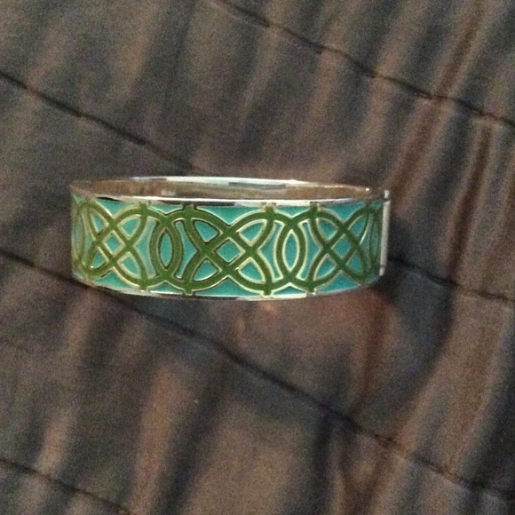 SOLD-BUNDLED Silver, aqua & Green bangle