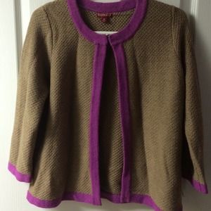 Brown and purple sweater with latch hook