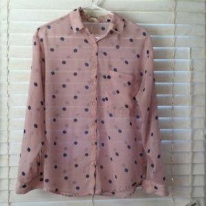 Pink and Blue Polka Dot Top