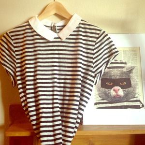 Striped T-shirt w/Collar