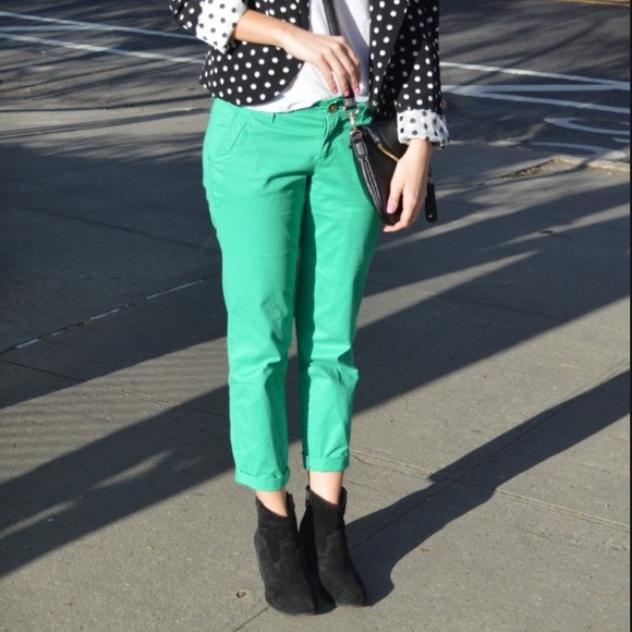 The Limited Green Boyfriend Cropped Pants