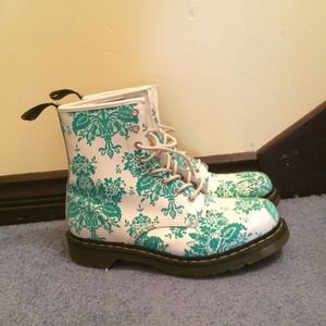 Doc Martens! White and Blue Floral Print