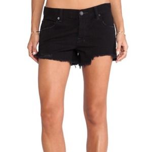 FREE PEOPLE - STARK BLACK, SHARK BITE SHORTS