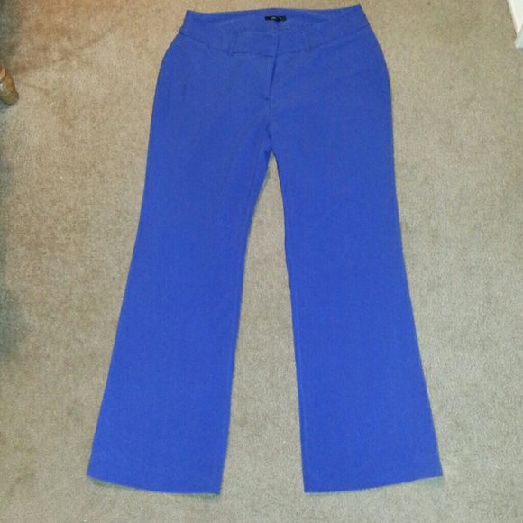 Office-chic: Royal blue flare leg dress pants. - Picture 2 of 4