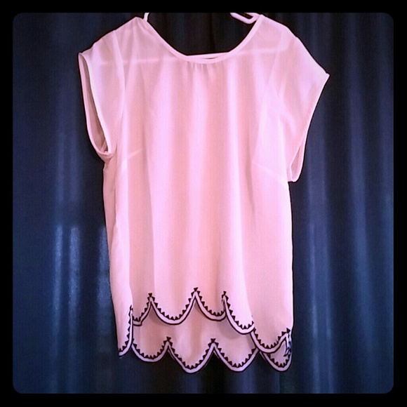 White shirt with blue tribal trim