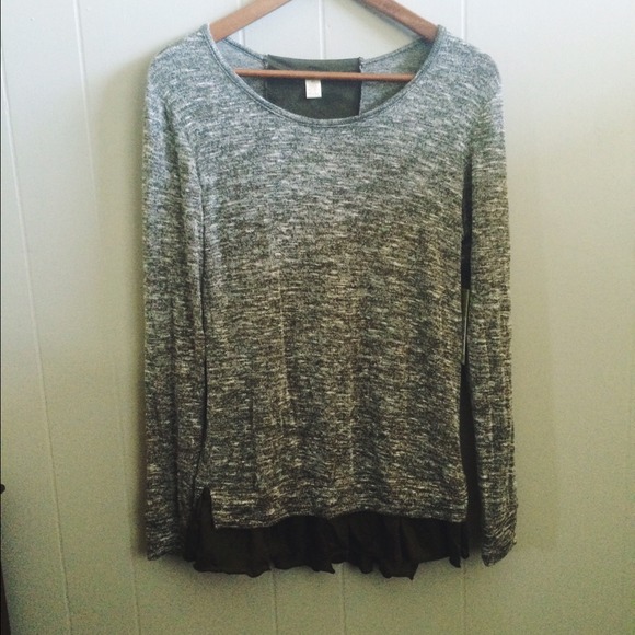 heather grey & olive sweater