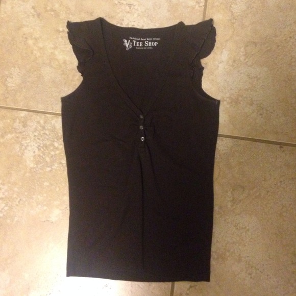 VS TOP IN BROWN WITH RUFFLED SLEEVES