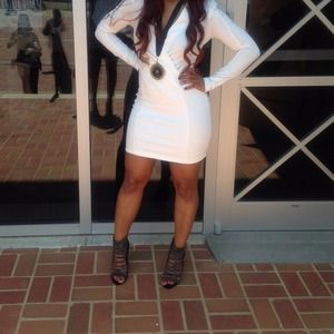 White long sleeved mini dress