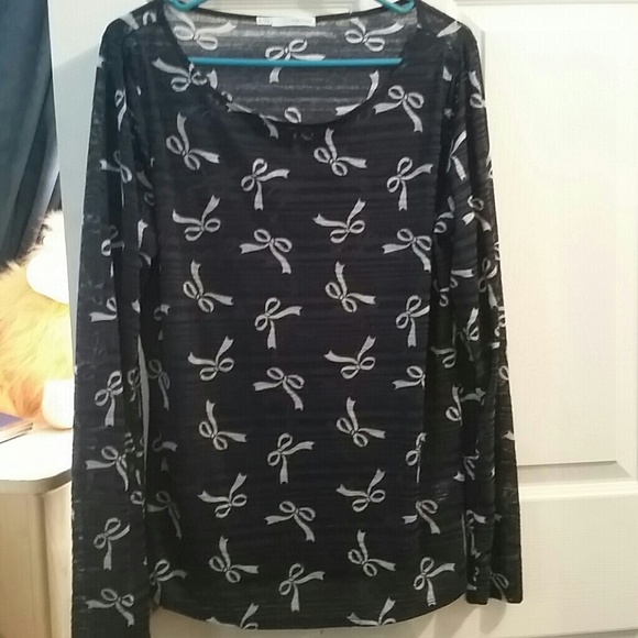Blue long sleeve sheer top