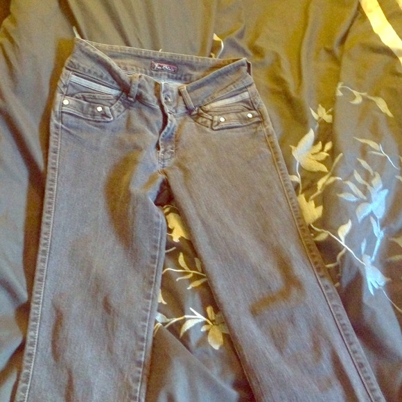Black grayish pair of jeans