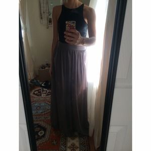 Long sheer steel grey skirt