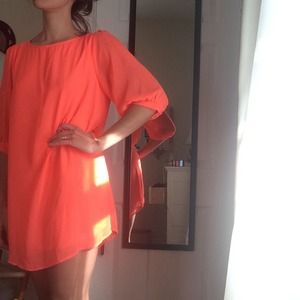 Bright coral tunic dress