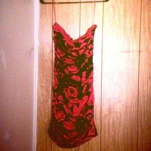 Black dress with pink floral! (Express)