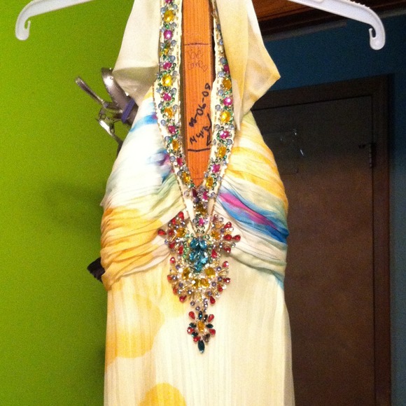 Dave and Johnny prom dress multicolor