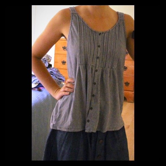 J. Crew pinstripe sleeveless top button down