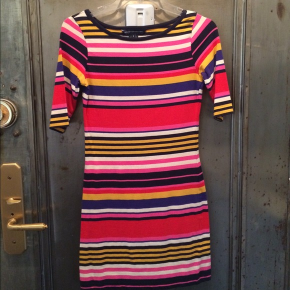 Beautiful colorful dress with horizontal stripes.
