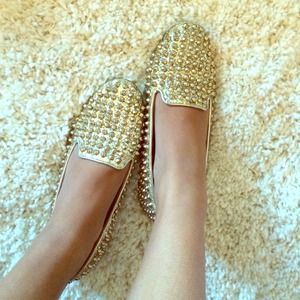 Steve Madden Gold Sparkle Loafers with studs