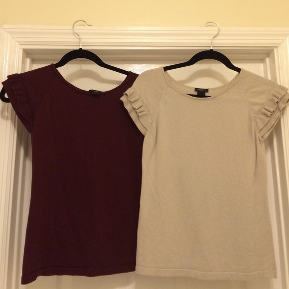 2 Ann Taylor ruffle cap selves shirt