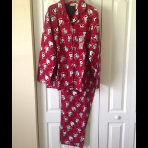 New 2PC Red black white CAT flannel PAJAMAS XL PJs