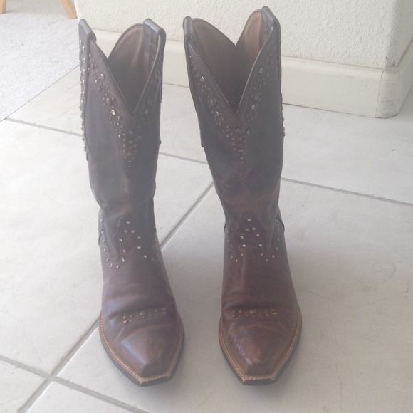Brown Rhinestone Ariat Cowgirl boots - Picture 2 of 4